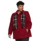 Plus Size Tower By London Fog Wool Blend Jacket & Scarf Set, Women's, Size: 1xl, Med Red