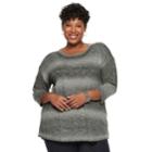 Plus Size Napa Valley Curved Hem Sweater, Women's, Size: 3xl, Dark Grey