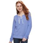 Juniors' So&reg; Lace-up Long Sleeve Sweatshirt, Teens, Size: Xs, Dark Blue