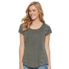 Women's Sonoma Goods For Life&trade; Embroidered Scoopneck Tee, Size: Large, Grey