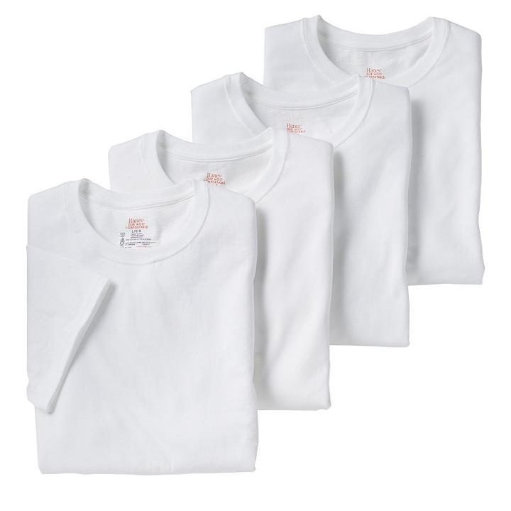 Men's Hanes Ultimate 4-pack Heavyweight Crewneck Tees, Size: Small, White