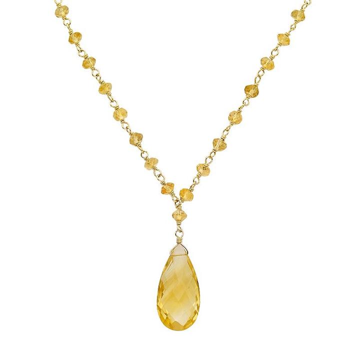 Citrine 14k Gold Y Necklace, Women's, Size: 17, Yellow