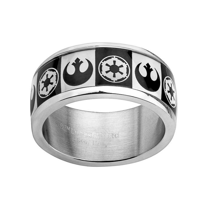 Star Wars Stainless Steel Imperial & Rebel Band - Men, Size: 8, Grey