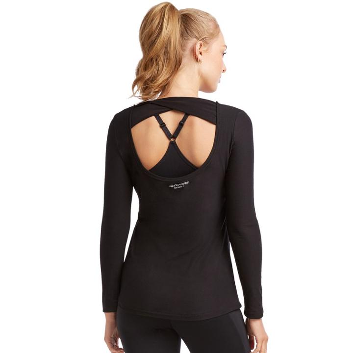 Women's Skechers Essential Twist Open Back Top, Size: Large, Black