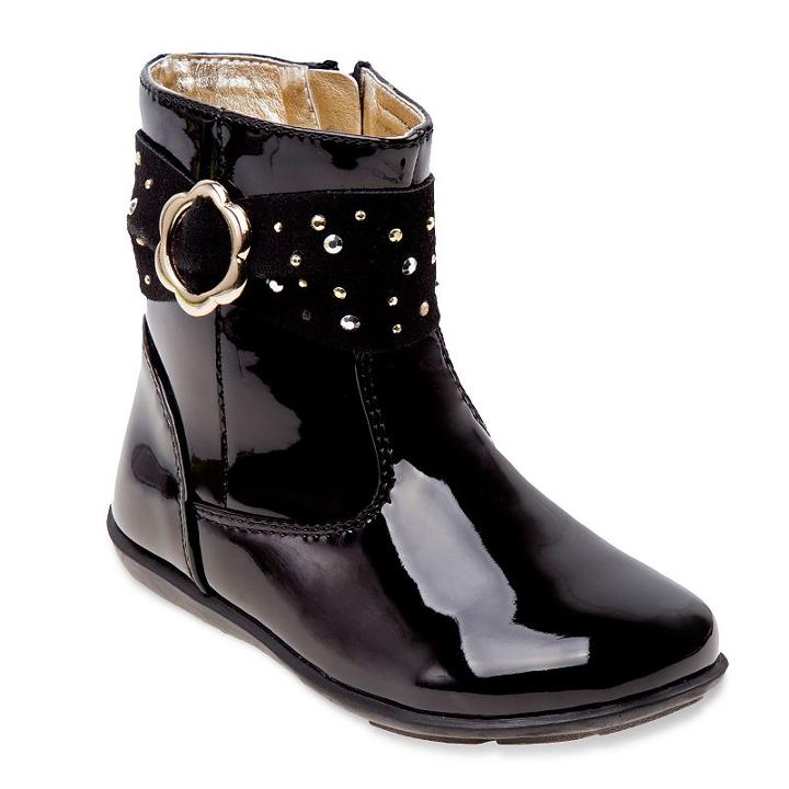 Laura Ashley Toddler Girls' Glossy Boots, Girl's, Size: 10 T, Black