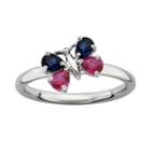 Stacks And Stones Sterling Silver Lab-created Ruby And Lab-created Sapphire Butterfly Stack Ring, Women's, Size: 6, Multicolor