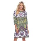 Women's Suite 7 Imperial Tile Shift Dress, Size: 16, Green Multi