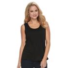 Petite Croft & Barrow&reg; Pintuck Tank, Women's, Size: M Petite, Black