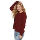 Juniors' Pink Republic Lace-up Side Sweater, Teens, Size: Small, Brown