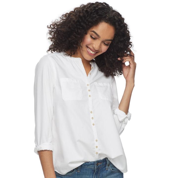 Women's Sonoma Goods For Life™ Pocket Blouse, Size: Xxl, White
