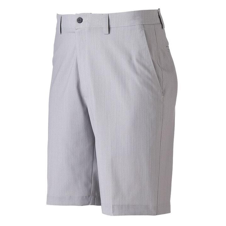 Men's Grand Slam Comfort Stretch Herringbone Performance Golf Shorts, Size: 32, Light Grey