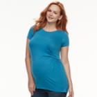 Maternity A:glow Pleated Tee, Women's, Size: S-mat, Med Blue
