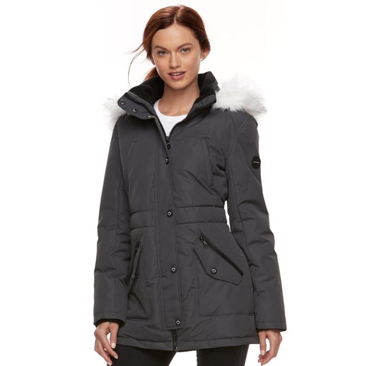 Women's Halitech Faux-fur Trim Parka, Size: Medium, Grey
