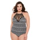 Plus Size Costa Del Sol Cage Front One-piece Swimsuit, Women's, Size: 1xl, Oxford