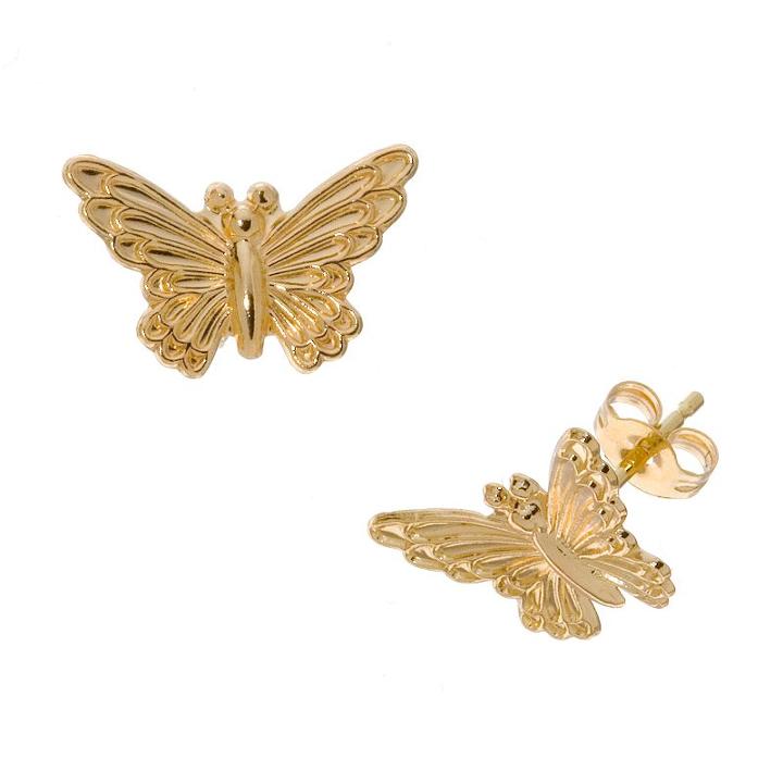10k Gold Diamond-cut Butterfly Earrings, Women's, Yellow