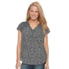 Women's Croft & Barrow&reg; Printed Woven Top, Size: Xxl, Black