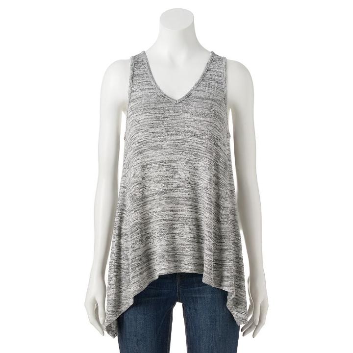 Juniors' Pink Republic Sharkbite V-neck Tank, Girl's, Size: Large, Med Grey