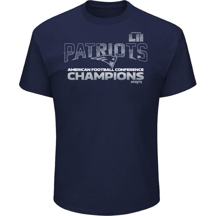 Men's New England Patriots 2017 Afc Champions Conference Flow Tee, Size: Xl, Blue (navy)