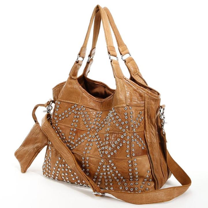 Amerileather Spirit Leather Studded Tote, Women's, Brown