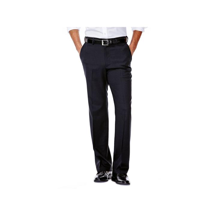 Men's Haggar No Iron Solid Straight-fit Flat-front Dress Pants, Size: 34x32, Black