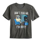 Boys 8-20 Don't Pug Me I'm Busy Graphic Tee, Size: Large, Dark Grey