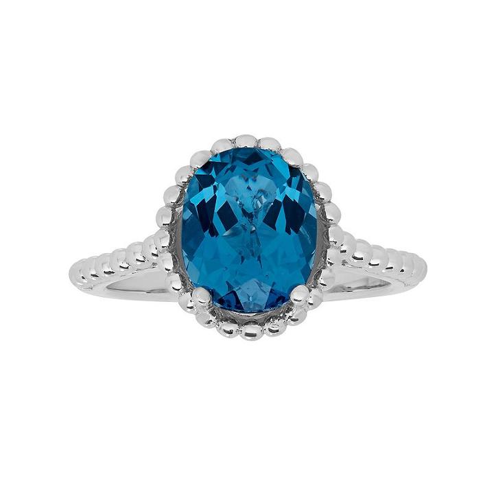 David Tutera Sterling Silver Simulated Blue Topaz Oval Ring, Women's, Size: 7