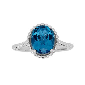 David Tutera Sterling Silver Simulated Blue Topaz Oval Ring, Women's, Size: 7