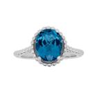 David Tutera Sterling Silver Simulated Blue Topaz Oval Ring, Women's, Size: 7