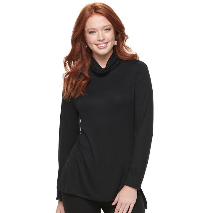 Women's Apt. 9&reg; Turtleneck Tee, Size: Xs, Black