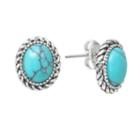 Chaps Silver-tone Simulated Turquoise Stud Earrings, Girl's, Blue