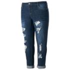 Juniors' Plus Size Hydraulic Emma Ripped Cuffed Skinny Jeans, Girl's, Size: 16 W, Turquoise/blue (turq/aqua)