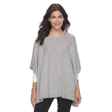 Women's Napa Valley Textured Poncho, Size: L/xl, Light Grey