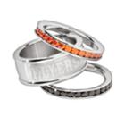 Logoart Philadelphia Flyers Stainless Steel Crystal Stack Ring Set, Women's, Size: 9, Multicolor