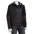 Men's Excelled Faux-leather Hooded Motorcycle Jacket, Size: Small, Black