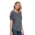 Women's Juicy Couture Marled Cold-shoulder Tee, Size: Xl, Blue