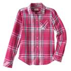 Girls Plus Size So&reg; Shine Plaid Button-down Shirt, Size: 18 1/2, Med Pink
