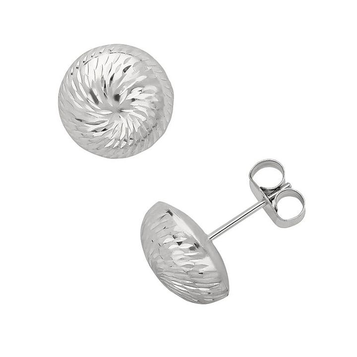 Everlasting Gold 10k White Gold Textured Button Stud Earrings, Women's