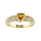 Yellow Sapphire & Diamond Accent 10k Gold Heart Ring, Women's, Size: 9