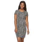 Women's Sharagano Printed Knit Sheath Dress With Exposed Back Zipper, Size: 6, Black