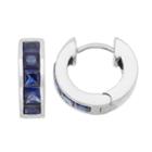 Lab-created Sapphire Sterling Silver Huggie Hoop Earrings, Women's, Blue