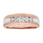 Men's 14k Rose Gold 1/4 Carat T.w. Igl Certified Diamond 5-stone Ring, Size: 11, White