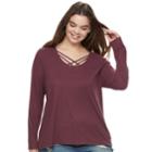 Juniors' Plus Size Mudd&reg; Cozy Cross Front Tunic, Teens, Size: 2xl, Med Purple