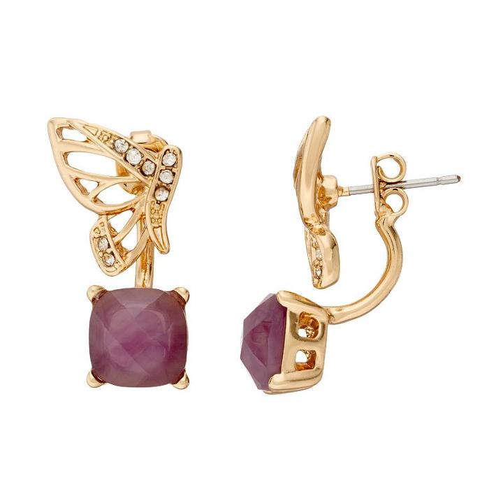 Dana Buchman Purple Butterfly Front Back Earrings, Women's