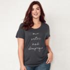 Plus Size Lc Lauren Conrad Slubbed Graphic Tee, Women's, Size: 0x, Dark Grey