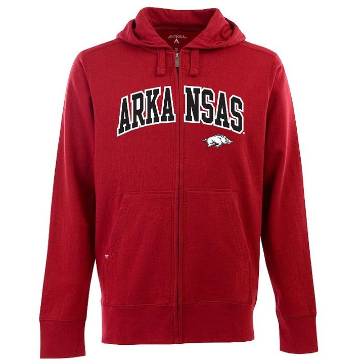 Men's Arkansas Razorbacks Signature Zip Front Fleece Hoodie, Size: Xl, Red