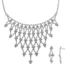 Crystal Allure Openwork Bib Necklace And Kite Drop Earring Set, Women's, Size: 14.5, White