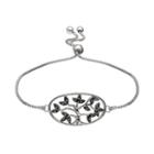 Brilliance Silver Plated Marcasite Family Tree Bolo Bracelet, Women's