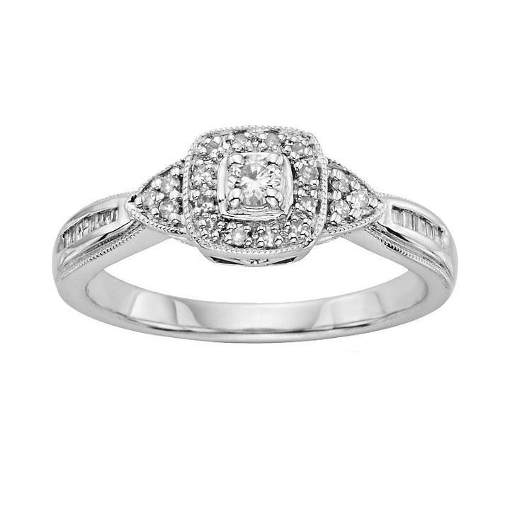 I Promise You Diamond Tiered Halo Engagement Ring In Sterling Silver (1/4 Carat T.w.), Women's, Size: 7, White