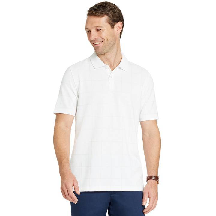 Men's Van Heusen Slim-fit Flex Windowpane Performance Polo, Size: Xl, White