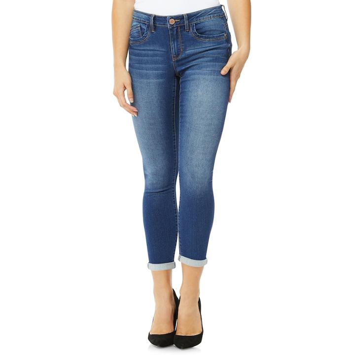 Women's Angels Signature Cuffed Skinny Jeans, Size: 16, Blue (navy)